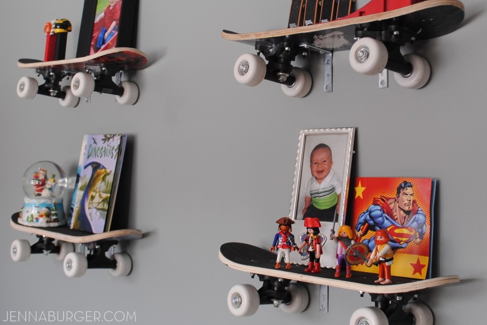 Skateboard Shelves - Jenna Burger Design LLC - Interior Design