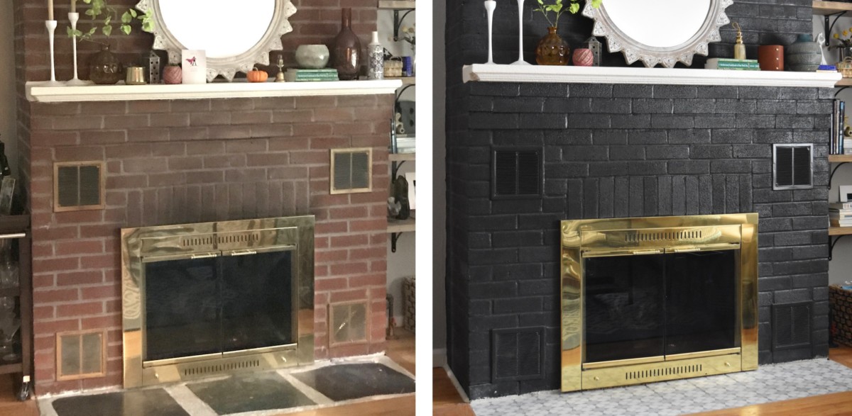 DIY: Painted Brick Fireplace